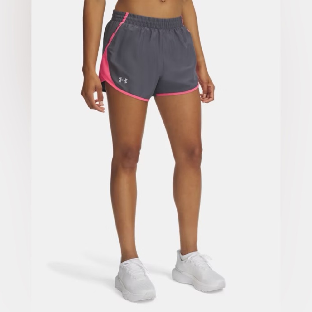 UNDER ARMOUR | Gray/Pink Nylon Athletic Running Shorts Sz M
